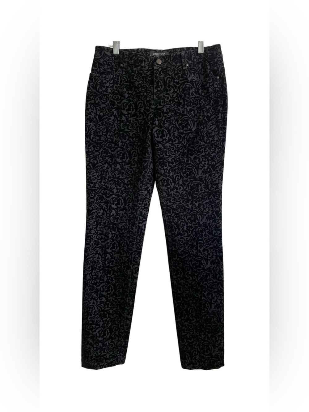 Etcetera Black Floral Burnout Corduroy Pants